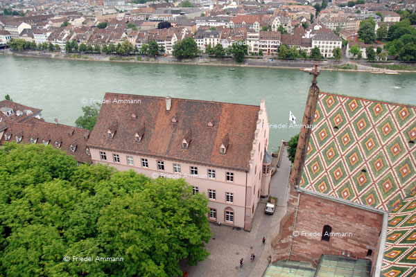 BASEL - Lesegesellschaft, Münster (rechts), Rhein, Kleinbasel