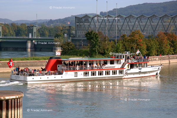BASEL - Rheinschiffahrt - Kraftwerk und Schleuse Birsfelden