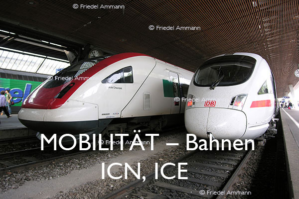 BAUTEN / MOBILITÄT – Bahn - Schweizer ICN, deutscher ICE – HB Zürich, Schweiz
