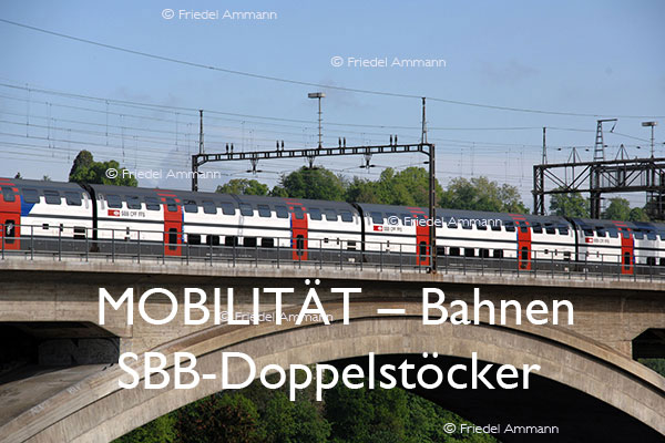 BAUTEN / MOBILITÄT – Bahn – SBB-Doppelstöcker - Eisenbahnviadukt - Bern, Schweiz