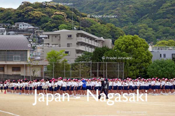 WORLD – Japan – Morning Line up at Junior Higschool, Nagasaki