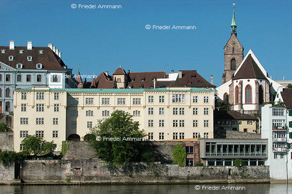 WISSEN - Ausbildung, Hochschule - Blaues Haus, alte Universität (gelbes Gebäude, gegründet 1460), Martinskirche - Basel